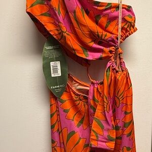 FARM Rio Copacabana Pink Cutout Midi dress